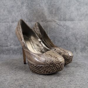 Pelle Moda Shoes Womens 8.5 Platform Pumps Heels Leather Faux Snakeskin Fashion